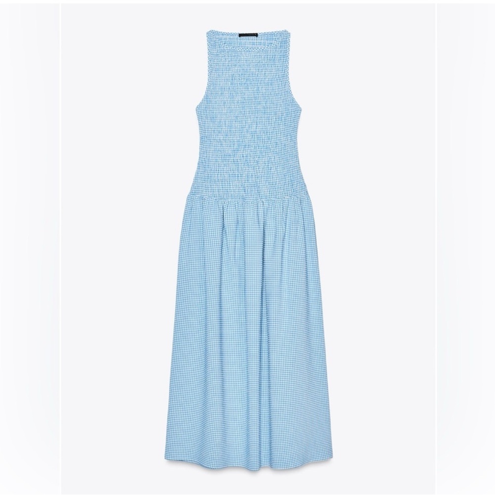 Zara Gingham Midi Dress NWT